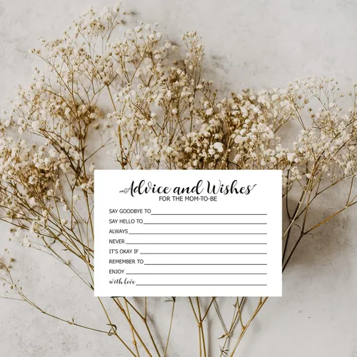 Vista 4 de TENTADO Tarjeta de consejos para baby shower, paquete de 50 unidades de 4 x 6 pulgadas, calidad premium, perfecta para juegos de baby shower