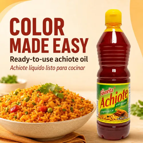 Vista 2 de LA FAVORITA Aceite vegetal con ANNATO 16.9 onzas