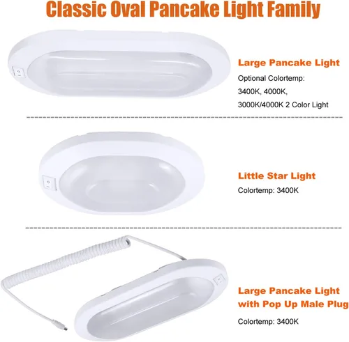 Vista 6 de Facon - Juego de 2 accesorios de luz LED para RV de 12 V, luz de techo con interruptor - DDS01-008, luz interior de 12 voltios para autocaravanas