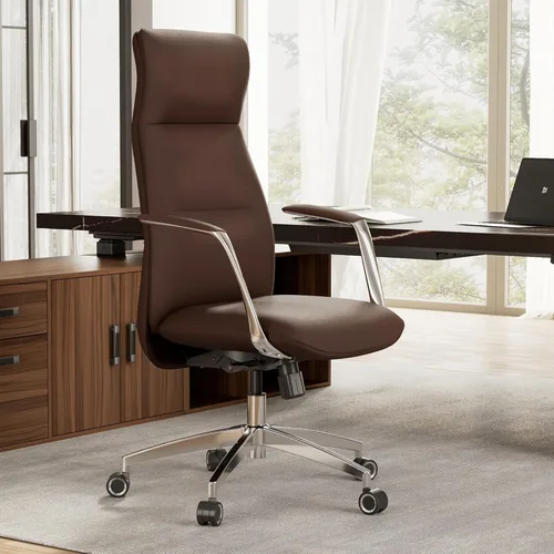 Vista 12 de EUREKA ERGONOMIC Royal Slim Silla Ejecutiva de Respaldo Alto de Cuero Negro para Oficina, Silla de Escritorio para el Hogar para Adultos, Grande