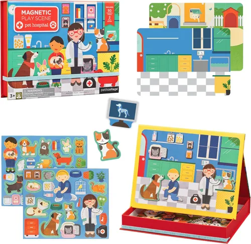 Vista 9 de Petit Collage Escena de Juego del Espacio Exterior, Piezas Magnéticas para Mezclar y Combinar, Edades 3+, 2 Escenas y 54 Piezas