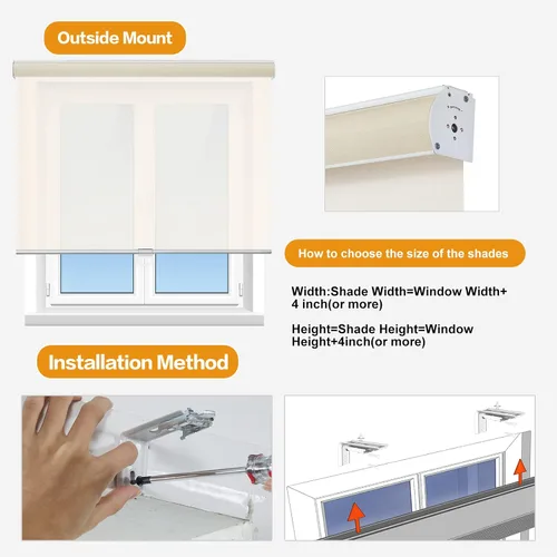 Vista 5 de Persilux Persianas solares inalámbricas de tamaño personalizado para ventanas, persianas enrollables con 5 % de apertura, ventanas enrollables