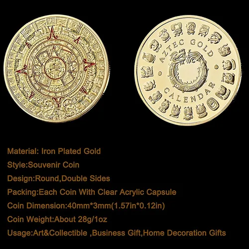 Vista 5 de Aomcisi México Calendario Maya Arte Azteca Profecía Cultura Moneda de Desafío
