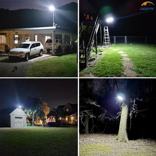 Vista 8 de Deepn Luces solares para exteriores, 8000 W, luces solares para exteriores, impermeables, para el anochecer hasta el amanecer, luz de inundación LED