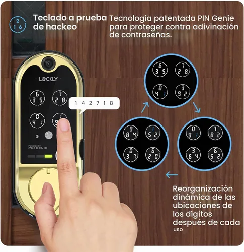 Vista 3 de Lockly Cerradura inteligente Vision con timbre de video HD Cerradura de puerta de huellas dactilares para puerta delantera, teclado de pantalla