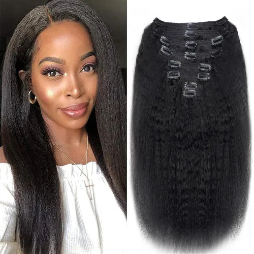 Vista 25 de Extensiones de cabello humano real rizado con clip, 4/27/4, ombré, rizado con clip, para mujer, 3C y 4A (12 pulgadas, #4/27/4)