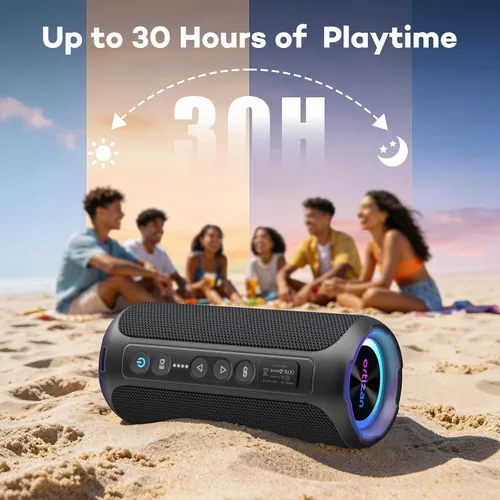 Vista 4 de Ortizan Altavoz Bluetooth portátil inalámbrico (2.ª generación), sonido fuerte de 40 W y graves profundos, 30 horas de reproducción, IPX7