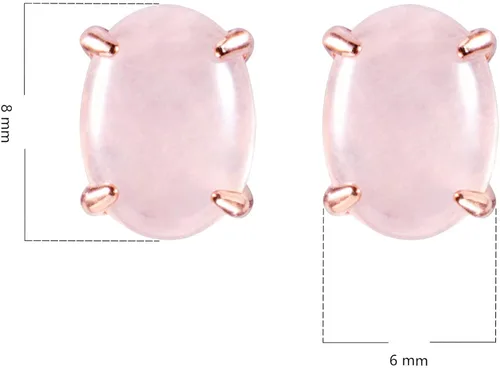 Vista 8 de Aretes de cuarzo rosa en plata de ley y baño de oro rosa de 14 quilates, Plata de ley