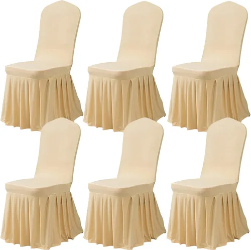 Vista 20 de Dimatic Juego de 2 fundas elásticas para sillas de comedor, fundas Parsons con falda, de elastano súper ajuste, funda protectora de asiento para Azul