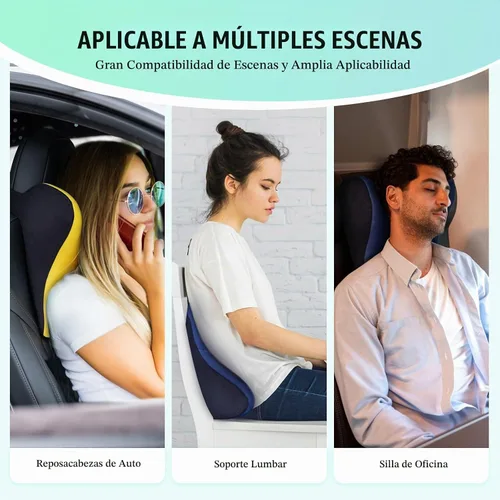 Vista 6 de Almohada para el Cuello del Asiento de Coche para Conducir, Almohada de Reposacabezas de Espuma Viscoelástica Suave con Correa Ajustable y Funda