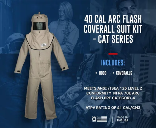Vista 2 de Oberon Kit Arc Flash - 40 CAL- Incluye capucha Arc Flash, abrigo y babero - SERIE CAT