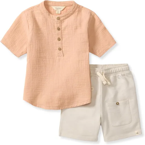 Vista 18 de Burt's Bees Baby conjunto de camisa y pantalón para bebé niño, conjunto de camiseta de manga larga y pantalón, 100% algodón orgánico Lavado de ácido