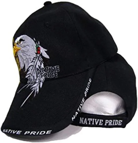 Vista 4 de mws Native American Eagle Indian Native Pride Shadow Gorra de bola negra bordada 3D