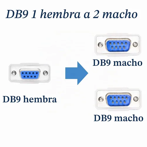 Vista 2 de Cable divisor DB9 Y de 11.8 in DB9 9 Pin 1 hembra ale a 2 macho Rs232 Serial Splitter Adaptador recto Cable YOUCHENG para conectar varios