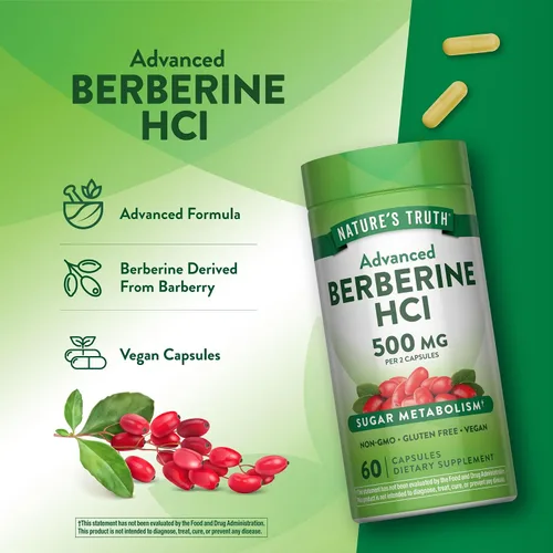 Vista 5 de Nature's Truth Berberine 500mg 60 cápsulas Suplemento vegano, sin OMG y sin gluten