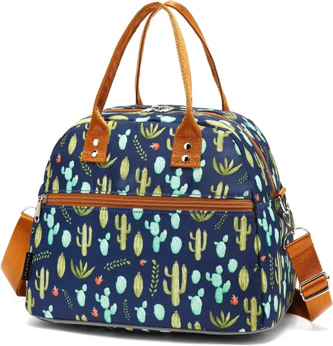 Vista 22 de FlowFly Fiambrera térmica con correa de hombro y asas para mujer, hombre y niños, amplia y reutilizable, congelable, bolso organizador de alimentos