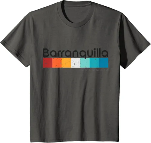 Vista 45 de Barranquilla Colombia - Camiseta de diseño vintage de estilo retro, Blanco, S
