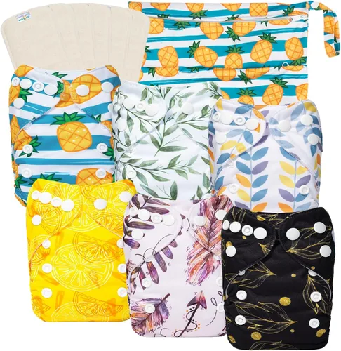 Vista 25 de babygoal Pañales de tela para recién nacidos, paquete de 13 unidades para niños prematuros de 5-12 libras, 6 unidades con 6 insertos y bolsa