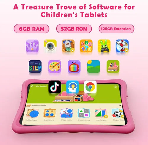 Vista 4 de DigiLand Android 15 Kids Tablet, tabletas de 10.1 pulgadas, 6 GB de RAM+32 GB de ROM (ampliar a TF), control parental, software para niños 10
