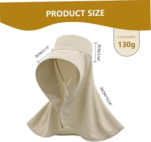 Vista 6 de Sombrero de sol para mujer, sombrero de sol de ala ancha con solapa para el cuello, sombreros de pesca con protección UV, sombrero de sol para mujer