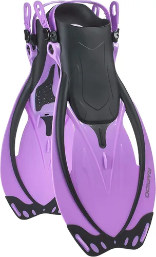 Vista 16 de Rapido Marine Open Heel Adjustable Fins - Translucent Violet Lime, Large/X