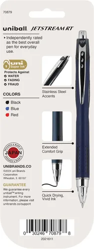 Vista 7 de Uniball 70879 Uni-Ball Jetstream Punta Fina 0.7 Mm Paquete de 3, Surtido
