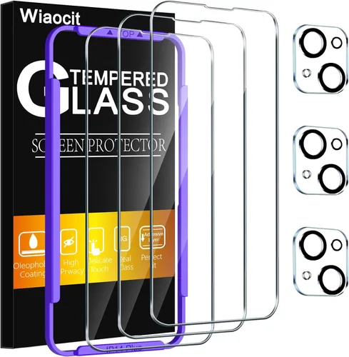 Vista 12 de Wiaocit 3 Pack Tempered Glass Screen Protector for iPhone 13 Pro with 3 Pack Camera Lens Protector, 9H Hardness, Bubble Free, Case Friendly