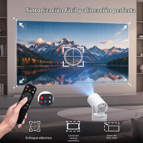 Vista 3 de Mini proyector, compatible con 4K 1080P, proyector portátil 270 ANSI con WiFi y Bluetooth, proyector de video con zoom motorizado, compatible