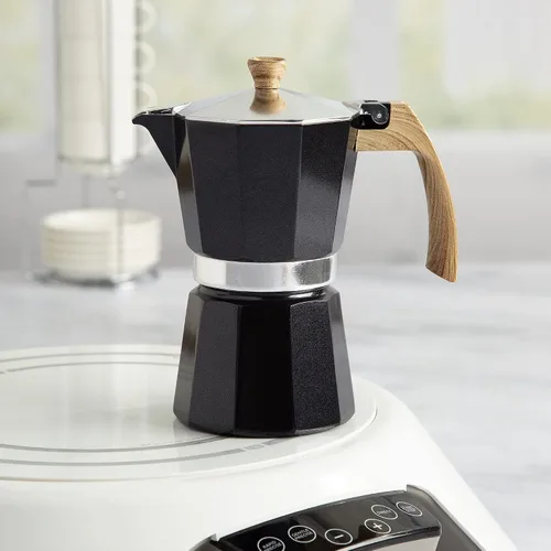 Vista 9 de Primula Cafetera espresso de aluminio para estufa, cafetera percoladora para moka, café cubano, capuchino, café con leche y más, perfecta para Negro