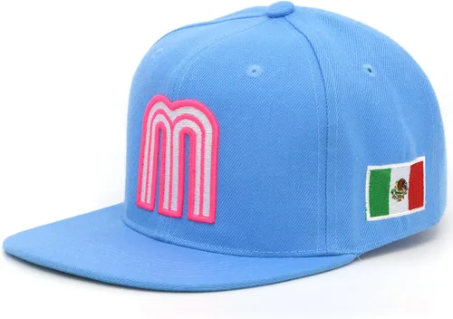 Vista 2 de Gorra acrílica de béisbol de México con diseño de bandera 3D M Flat Bill México