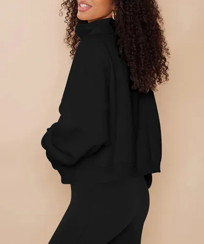 Vista 3 de Trendy Queen Sudaderas con media cremallera para mujer, sudaderas de forro polar de gran tamaño, sudaderas con capucha para adolescentes y niñas