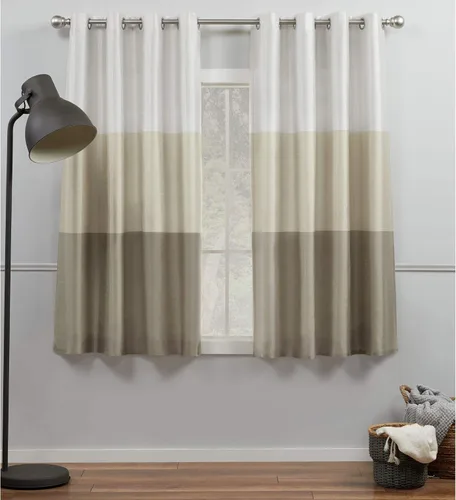 Vista 26 de Exclusive Home Curtains Chateau Rayed Sky Silk Grommet Top Top Curtain Panel Panel, 54x96, Pearl Black, 2 Count Perla negra