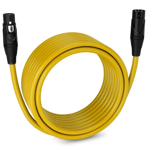 Vista 24 de LyxPro Cable de micrófono XLR hembra a macho de ángulo recto de 3 pines de 1.5 pies para altavoces amplificados, interfaz de audio, rendimiento