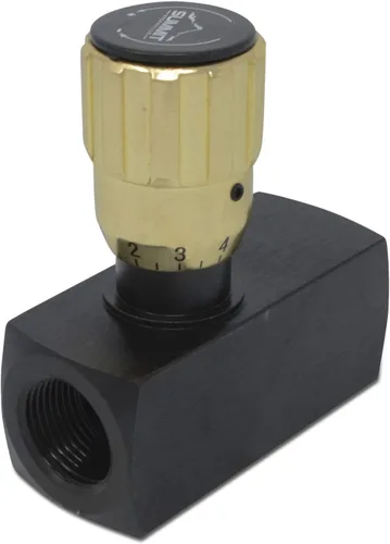 Vista 3 de Summit Hydraulics Válvula de control de flujo variable ajustable en línea hidráulica w/flujo de revolución libre, 3/4" NPT