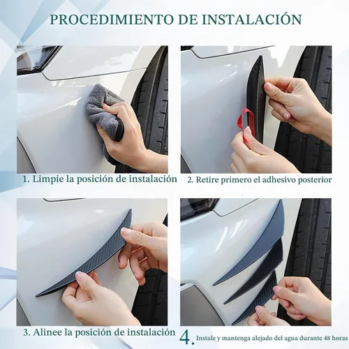 Vista 3 de Paquete de 6 aletas de coche, kit universal para parachoques delantero, divisor de labio, difusor anticolisión para el cuerpo, pegatinas decorativas