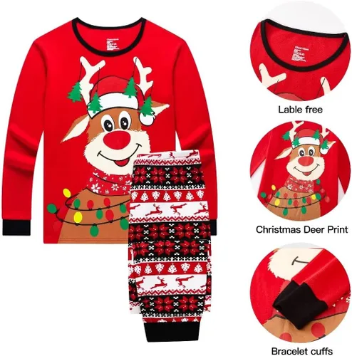 Vista 14 de Pijamas familiares a juego de Navidad pijamas de algodón para vacaciones