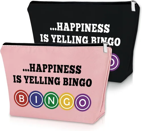 Vista 16 de Sazuwu Regalo para amantes del bingo, 2 piezas, bolsa de maquillaje, regalo para mujeres, amantes del casino, regalo de Navidad, cumpleaños, bolsa