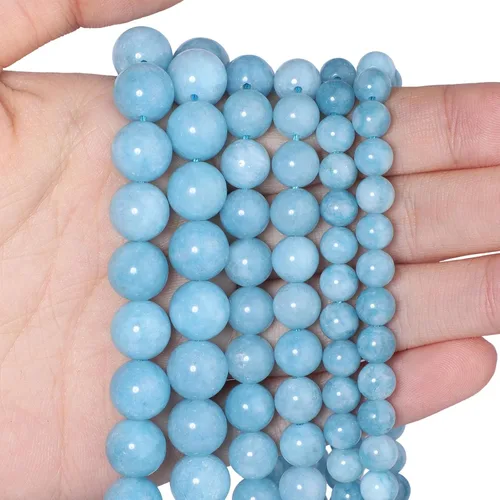 Vista 14 de 60 piezas de cuentas de piedra natural de 15⁄64 pulgadas (6 mm) con cuentas de amazonita de cristal, piedras preciosas para hacer joyería, pulseras