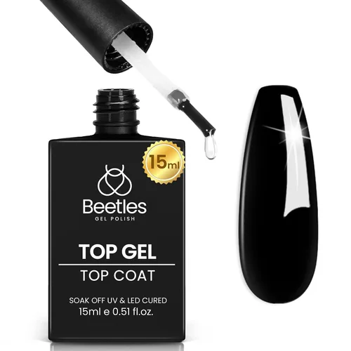 Vista 22 de Beetles - Juego de 3 capas de capa superior, gel base y pegamento de uñas 9 en 1, 0.5 onzas líquidas Capa base que no se limpia con efecto