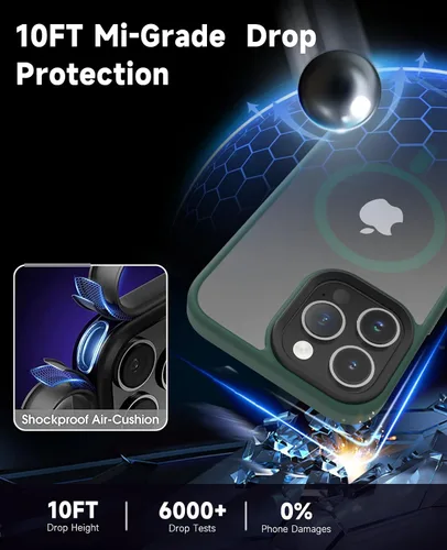 Vista 5 de Funda magnética 4 en 1 para iPhone 13 Pro Max compatible con MagSafe, parte trasera esmerilada de color, a prueba de arañazos, a prueba de caídas