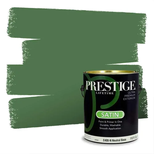 Vista 224 de Prestige Paints - Pintura exterior e imprimación en uno, 1 galón, plano, compatibilidad comparable con el color menta «Whipped Mint» de Behr