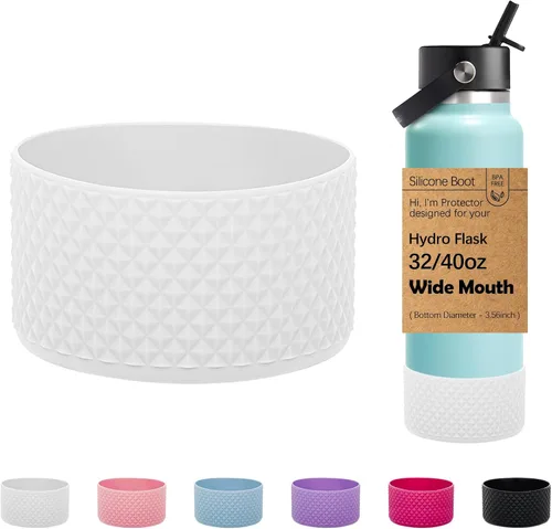 Vista 39 de WK IEASON Base protectora de silicona para botellas Hydro Flask de 12 a 24 onzas de ancho y boca estándar, funda antideslizante para accesorios de 2
