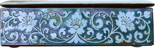 Vista 8 de MADDesign Mother of Pearl Caja de joyería Baratija Diseño de grúas de concha de mar Negro Púrpura