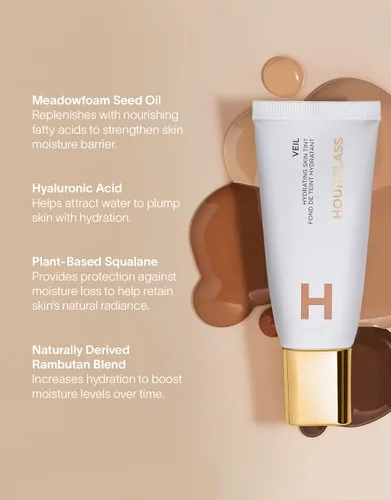 Vista 6 de Hourglass Veil hidratante con color para la piel, humectante tintado con aspecto de rocío, beneficios de maquillaje y cuidado de la piel, ligero