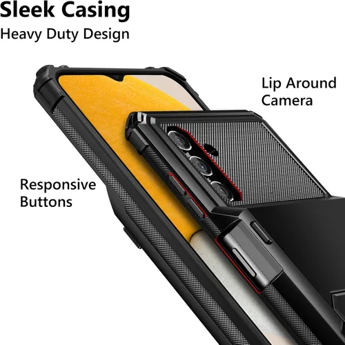 Vista 4 de Vofolen - Funda tipo cartera para Samsung Galaxy A13 con 4 tarjetas, color negro ID Slot, Scratch Resistant, Dual Layer Hybrid Protective Rugged