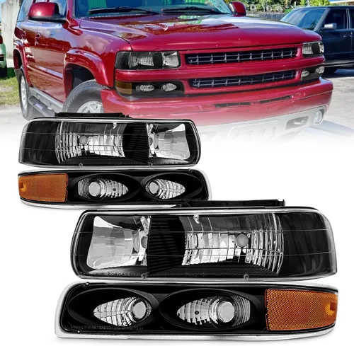 Vista 16 de [Usado] AS Conjunto de faros delanteros de reemplazo para 1994 1995 1996 1997 1998 Chevy Silverado/Tahoe/Suburban/C10 con carcasa negra, reflector