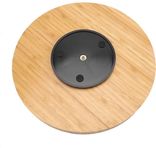 Vista 3 de Fasmov Tocadiscos Lazy Susan de bambú de 12 pulgadas de diámetro, bandeja redonda de madera giratoria para cocina, despensa, mesa de encimera
