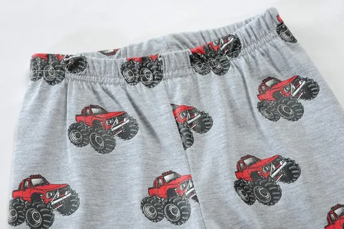 Vista 6 de Pijamas para niños pequeños, 100 % algodón, dinosaurio, 2 piezas, camión, ropa de dormir de 2 a 7 años