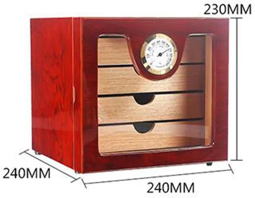 Vista 2 de Humidor de madera Caja de cigarros Gabinete Caja de cigarros portátil Higrómetro Caja de humidor de cigarros para capacidad de viaje alrededor de 75