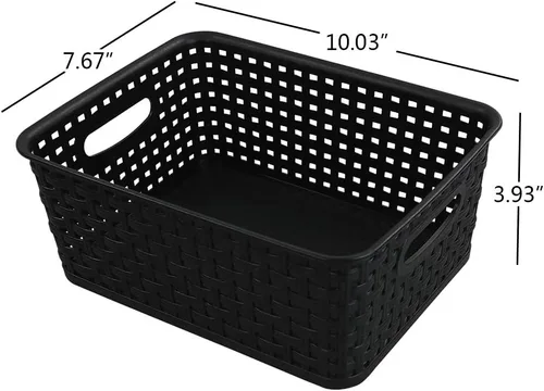 Vista 3 de Kiddream Juego de 6 cestas de almacenamiento de tejido de plástico para despensa (negro)